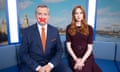 Hugh Bonneville and Karen Gillan in Douglas Is Cancelled.