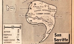 Map of San Serriffe, the fictional archipelago featured in the Guardian on 1 April, 1977