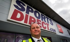 Sports Direct founder Mike Ashley outside its HQ in Shirebrook.