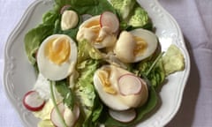 Rachel Roddy’s simple salad of lettuce, radish, egg and homemade salad cream 1156