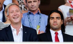Monaco's vice-president, Vadim Vasilyev, left, and the forward Radamel Falcao