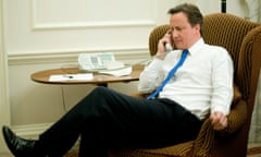 David Cameron on the phone in 2010