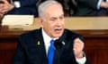 Israeli PM Netanyahu Delivers Address To Joint Meeting Of U.S. Congress<br>WASHINGTON, DC - JULY 24: Israeli Prime Minister Benjamin Netanyahu addresses a joint meeting of Congress in the chamber of the House of Representatives at the U.S. Capitol on July 24, 2024 in Washington, DC. Netanyahu’s visit occurs as the Israel-Hamas war reaches nearly ten months. A handful of Senate and House Democrats boycotted the remarks over Israel’s treatment of Palestine. (Photo by Kent Nishimura/Getty Images)