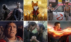 Films of 2016, clockwise from top left … Batman v Superman; Disney’s Zootopia; Ghostbusters Melissa McCarthy and Kristen Wiig; Benedict Cumberbatch as Dr Strange; Andrew Garfield and Shin’ya Tsukamoto in Silence; George Clooney in Hail! Caesar!