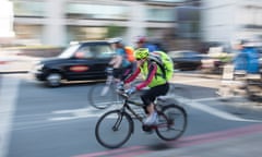 Cyclists on a section of the cycle superhighway in London