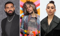 Drake, Wayne Coyne and Charli XCX.