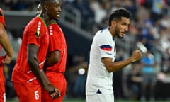 Jesús Ferreira reacts after scoring a goal against St Kitts and Nevis in a Concacaf Golf Cup group-stage match on Wednesday in St Louis.