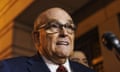 Rudy Giuliani in front of a microphone.