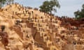 Prospectors at the open-pit Djoubissi gold mine in Central African Republic.