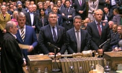 Tellers in the Commons on Tuesday 29 October giving the result of the vote to hold an early general election.