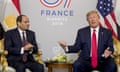 Donald Trump,Abdel Fattah al-Sisi<br>President Donald Trump and Egyptian President Abdel Fattah al-Sisi, left, participate in a bilateral meeting at the G-7 summit in Biarritz, France, Monday, Aug. 26, 2019. (AP Photo/Andrew Harnik)