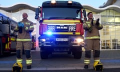 Weekly Applause Thanks NHS And Key Workers Throughout Coronavirus Outbreak<br>WEYMOUTH, ENGLAND - APRIL 09: Firefighters from Weymouth Fire Station applaud for all the key workers on April 09, 2020 in Weymouth, United Kingdom. Following the success of the “Clap for Our Carers” campaign, members of the public are being encouraged to applaud NHS staff and other key workers from their homes at 8pm every Thursday. The Coronavirus (COVID-19) pandemic has infected over 1.5 million people across the world, claiming over 7,978 lives in the U.K. (Photo by Finnbarr Webster/Getty Images)