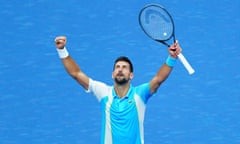 Novak Djokovic celebrates his semi-final win over Ben Shelton at the 2023 US Open