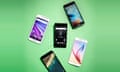 Observer Tech phones october 2015
Top left: Motorola Moto G
Top Right: Apple iPhone 6S
Centre: Sony Xperia Z5 Compact
Bottom left: Google Nexus 5X
Bottom Right: Samsung Galaxy S6