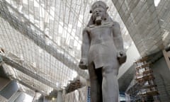 the Ramses II statue at The Grand Egyptian Museum, Giza, Cairo, Egypt.