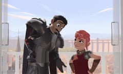 Undeserved badass reputation … Ballister Boldheart (Riz Ahmed) with Nimona (Chloë Grace Moretz)