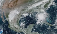 A satellite image of Hurricane Sally in the Gulf of Mexico.
