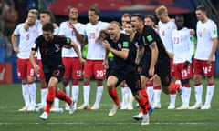Joy for Josip Pivaric, Dejan Lovren and Die Hard star Domagoj Vida after Croatia’s win.