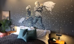 A pillow fight mural from Banksy’s new hotel in Bethlehem.