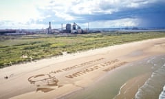 Gove's face plus quote in sand