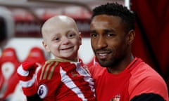 Sunderland mascot Bradley Lowery pictured with his hero Jermain Defoe in December 2016.