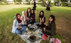 Baghdad University students relaxing in a park.