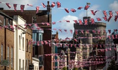 Preparations for Royal Wedding of Harry and Meghan<br>WINDSOR, ENGLAND - MAY 10: Union Jack bunting hangs in front of Window Castle ahead of the wedding of Prince Harry and his fiance US actress Meghan Markle on May 10, 2018 in Windsor, England. St George's Chapel at Windsor Castle will host the wedding of Britain's Prince Harry and US actress Meghan Markle on May 19. The town, which gives its name to the Royal Family, is ready for the event and the expected tens of thousands of royalists. (Photo by Jack Taylor/Getty Images)