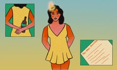 Illustration of a woman in a yellow dress wearing a party hat.