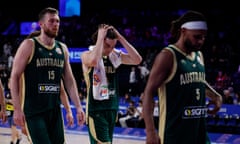 FIBA World Cup 2023 - Second Round - Group K - Slovenia v Australia<br>Basketball - FIBA World Cup 2023 - Second Round - Group K - Slovenia v Australia - Okinawa Arena, Okinawa, Japan - September 1, 2023 Australia's Nick Kay and Josh Giddey look dejected after the match REUTERS/Issei Kato