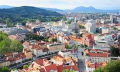 Ljubljana old town at sunset, Slovenia