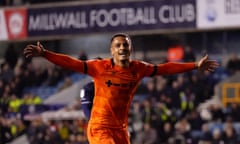 Ali al-Hamadi celebrates after scoring Ipswich’s fourth and final goal from the spot