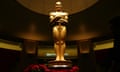 FILE - This Feb. 21, 2015 file photo shows an Oscar statue as preparations are made for the 87th Academy Awards in Los Angeles. The 88th Academy Awards nominations will be announced on Thursday, Jan. 14, 2016, at 5:30 a.m. PST in the Academy's Samuel Goldwyn Theater in Beverly Hills, Calif. The Oscars will be presented on Feb. 28, 2016, in Los Angeles. (Photo by Matt Sayles/Invision/AP, File)