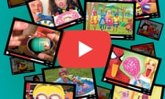 A collage of images focused on kids from youtube.