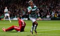 Celtic’s Scott Sinclair celebrates scoring their third.