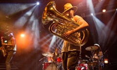 British jazz group Son of Kemet performing at the Koko Club in Camden, London.