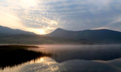 Sunrise over Llyn Y Gader, Snowdonia.