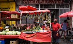A grocery stall in Port of Spain, Trinidad. 