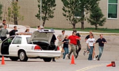 COLUMBINE HIGH SCHOOL SHOOTINGS IN LITTLETON, DENVER, COLORADO, AMERICA - 1999<br>Mandatory Credit: Photo by Sipa Press/REX Shutterstock (578235b) Students evacuating Columbine High School COLUMBINE HIGH SCHOOL SHOOTINGS IN LITTLETON, DENVER, COLORADO, AMERICA - 1999