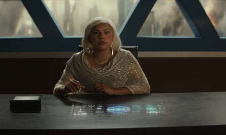 Deborah Mailman in a silver wig and dress