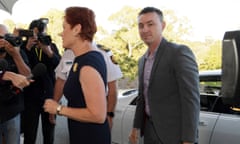 Pauline Hanson and James Ashby arrive at Parliament House the morning after his altercation with former One Nation senator Brian Burston