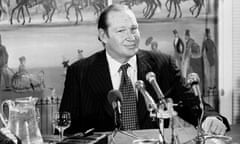 Kerry Packer at a World Series Cricket press conference in London in 1977