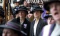 2015, SUFFRAGETTE<br>ANNE-MARIE DUFF & CAREY MULLIGAN 
Character(s): Violet Cambridge, Maud 
Film 'SUFFRAGETTE' (2015) 
Directed By SARAH GAVRON 
17 September 2015 
SAN53040 
Allstar/FOCUS FEATURES 
**WARNING** This Photograph is for editorial use only and is the copyright of FOCUS FEATURES  and/or the Photographer assigned by the Film or Production Company & can only be reproduced by publications in conjunction with the promotion of the above Film. A Mandatory Credit To FOCUS FEATURES is required. The Photographer should also be credited when known. No commercial use can be granted without written authority from the Film Company.
Entertainment 
Orientation Landscape 
half body, Halbportrait
Hat, Cap, Hut, Kappe