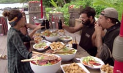 Survivor Australia contestants eating KFC