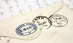 Manchester Guardian stamp on the reverse of an envelope containing one of John Simon’s letters to his parents. December 1896.