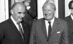 French president Georges Pompidou and Ted Heath during EEC talks in Paris.