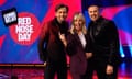 (From left) David Tennant, Zoë Ball and Paddy McGuinness were among the presenters of Comic Relief
