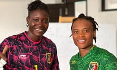 Goalkeeper Fatoumata Karentao and defender Coulouba Sogoré of the Mali womens football team