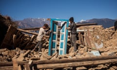 Guesthouse owners rebuilding a village in Langtang national park. 