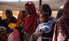 Women and babies at the Zamzam displacement camp in North Darfur.