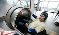 Oliver Wainwright prepares to plunge 76m in 40 seconds down Carsten Höller’s slide at the ArcelorMittal Orbit.